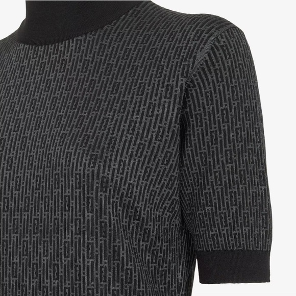 FENDI NWT LOGO SWEATER Black wool and viscose jumper